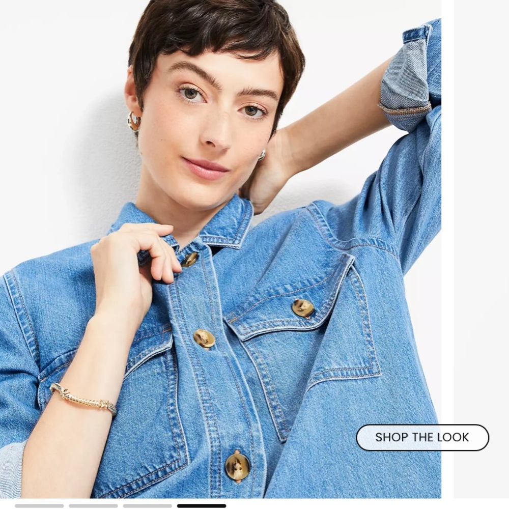 LOFT Light Blue Denim Jacket with Button Accents